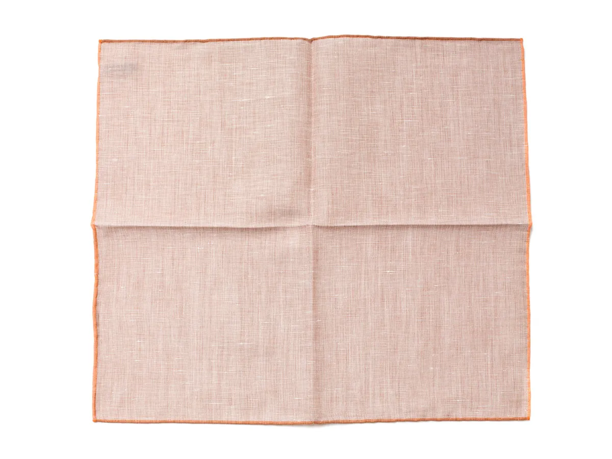 Light Brown Pocket Square with Orange Edge