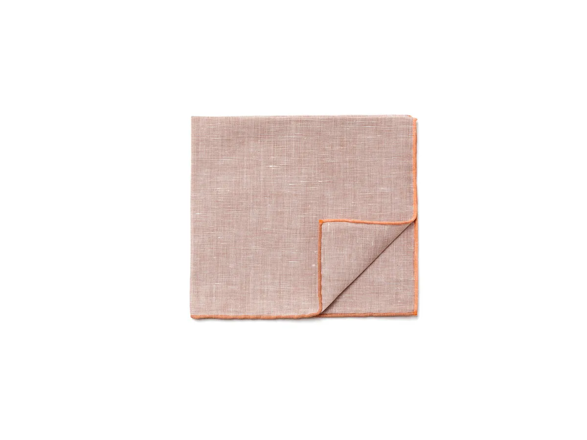 Light Brown Pocket Square with Orange Edge