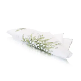 'Lily Of The Valley' Hand Rolled White Cotton Ladies Handkerchief