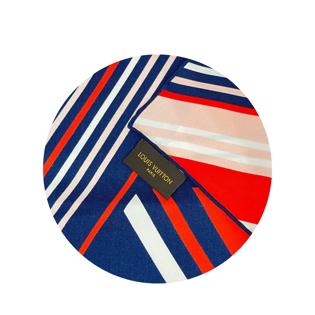 Louis Vuitton "V" Striped Silk Scarf