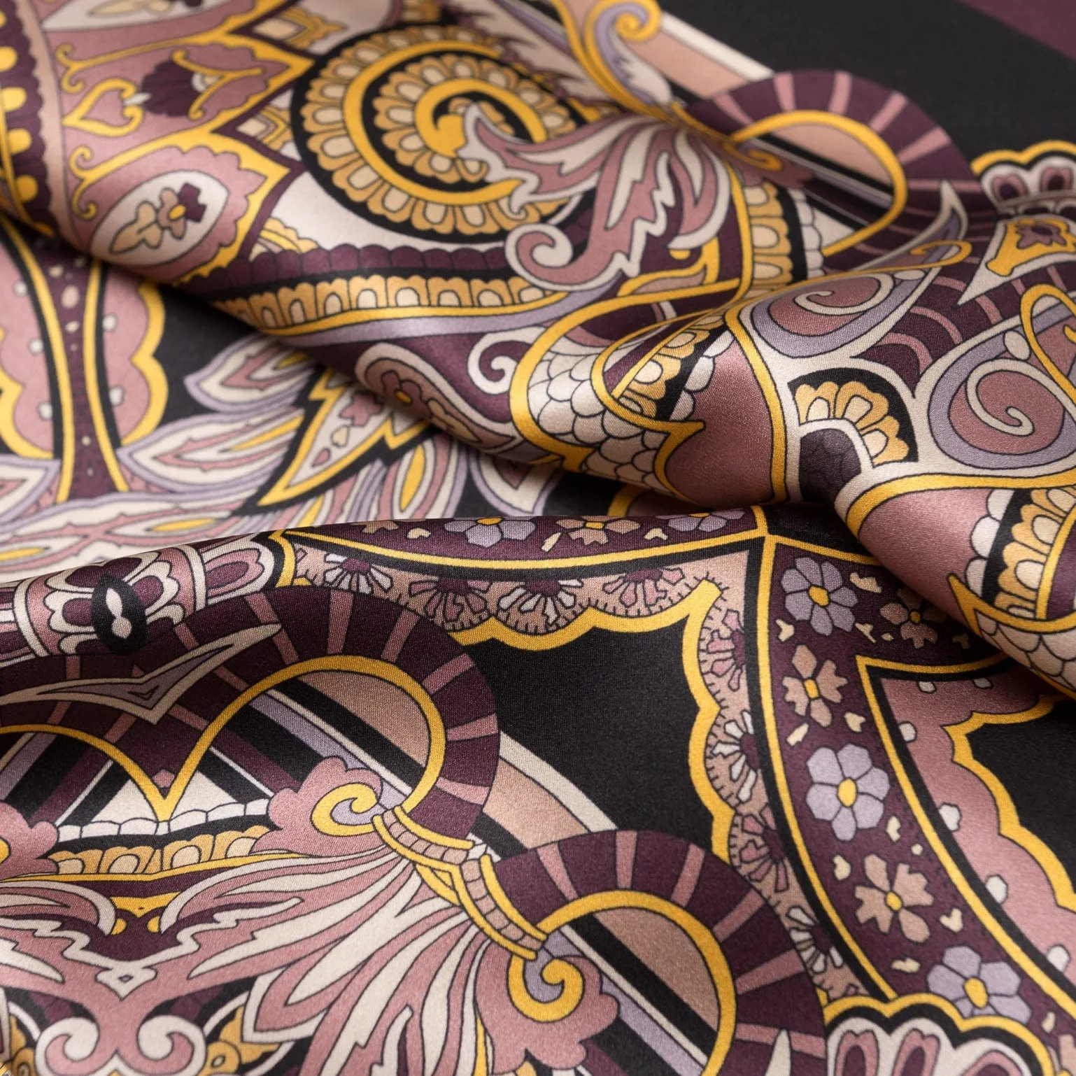 Malta - Hand Rolled Silk Foulard - Plum