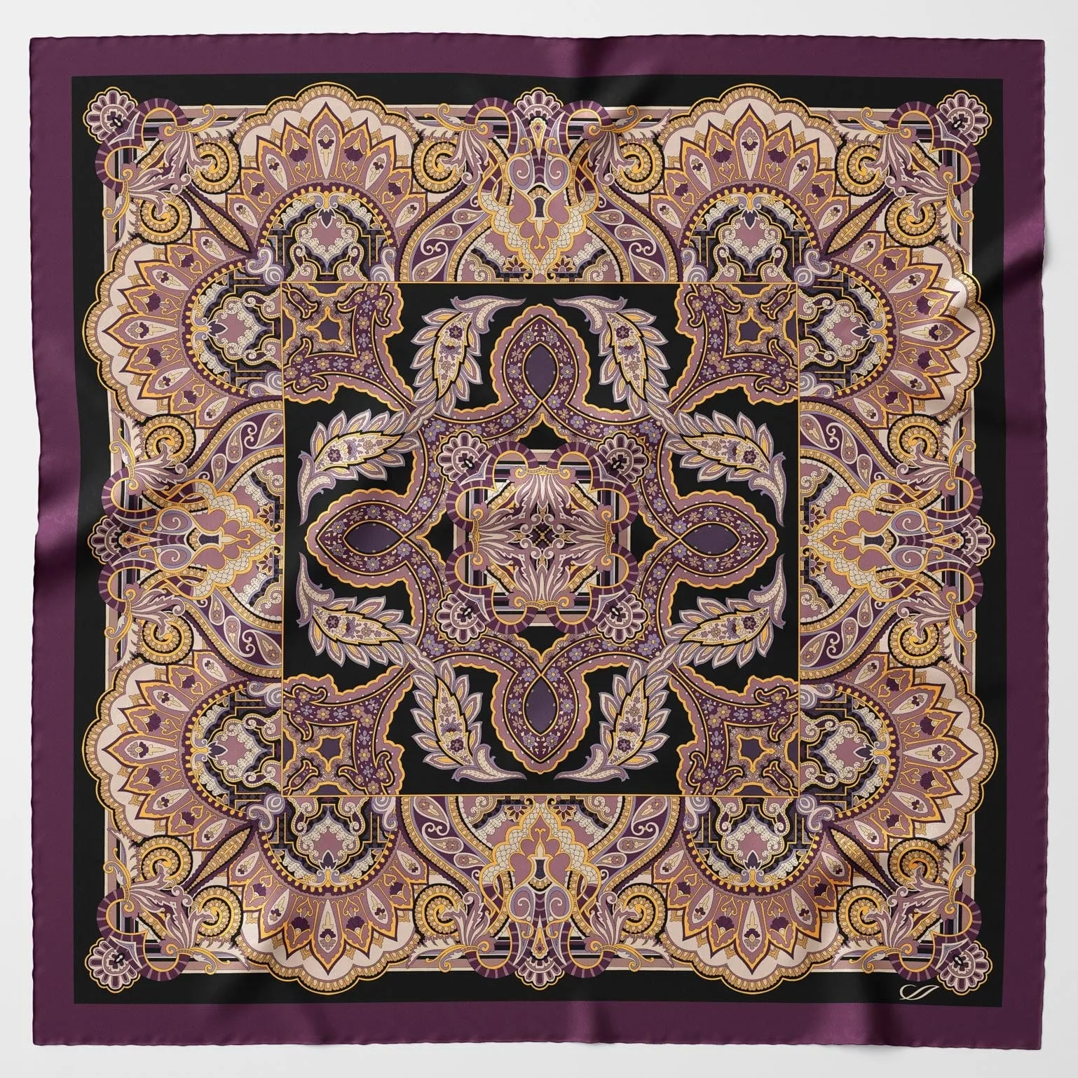 Malta - Hand Rolled Silk Foulard - Plum