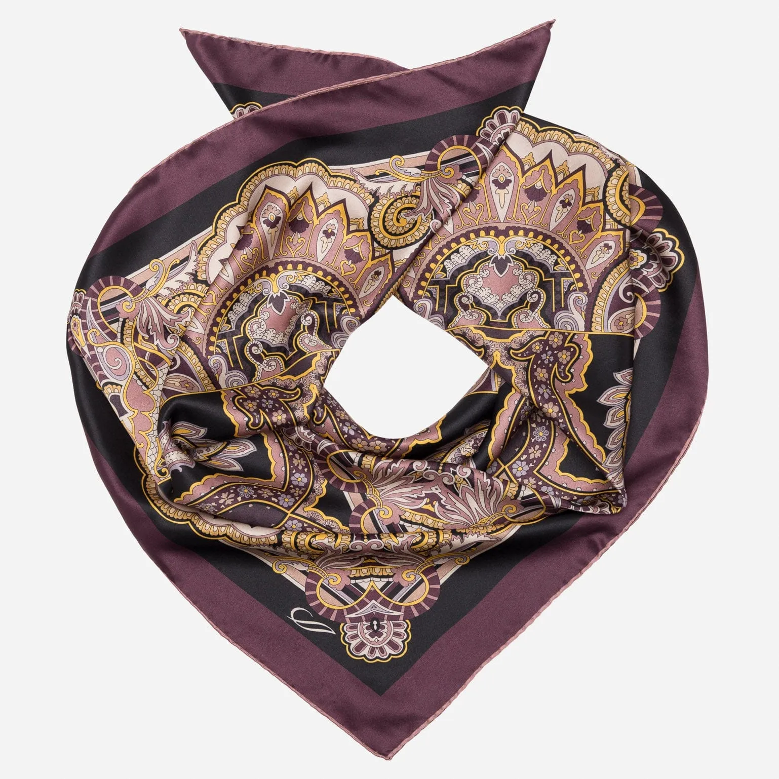 Malta - Hand Rolled Silk Foulard - Plum