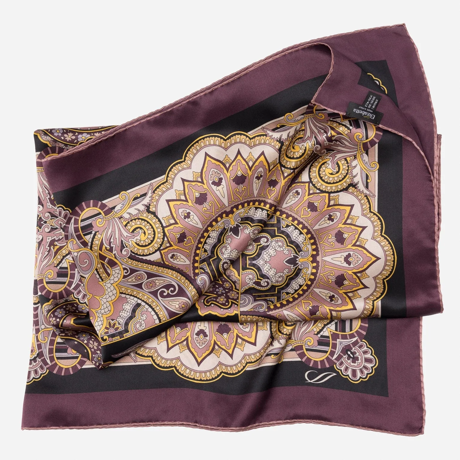 Malta - Hand Rolled Silk Foulard - Plum