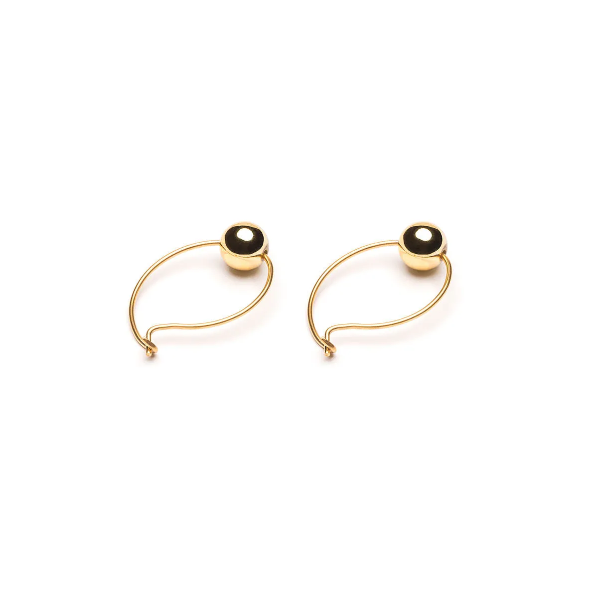 Medium Gold Bead Hoop Earrings