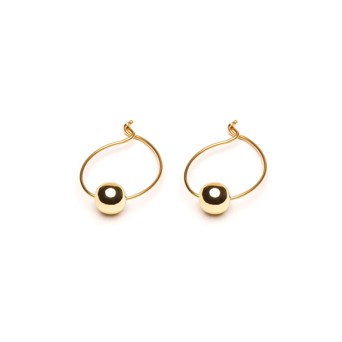 Medium Gold Bead Hoop Earrings