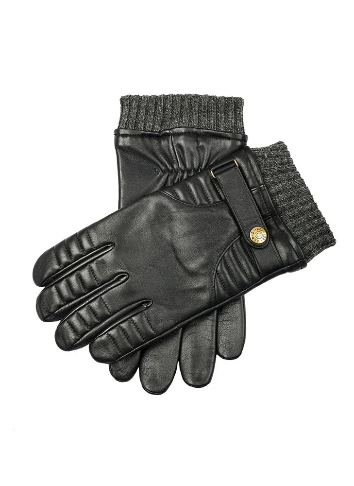 Men’s Touchscreen Lined Leather Gloves with Stitch Detail