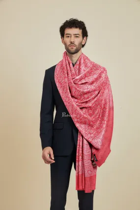 Pashtush Mens Bamboo Stole, Pasiley Weave Design, Red