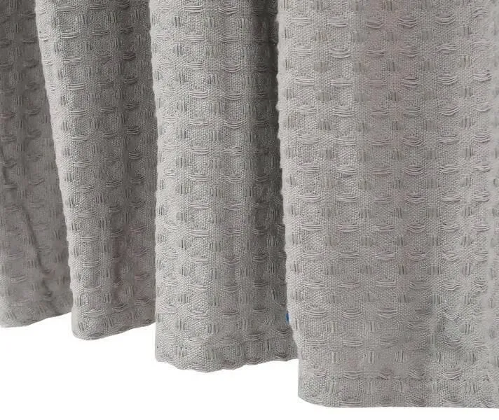 "Lushomes Waffle Weave Grey Shower Curtain - 70x72 Inches, Thick Washable Polyester with 12 Rust-Resistant Metal Grommets, Hotel Quality