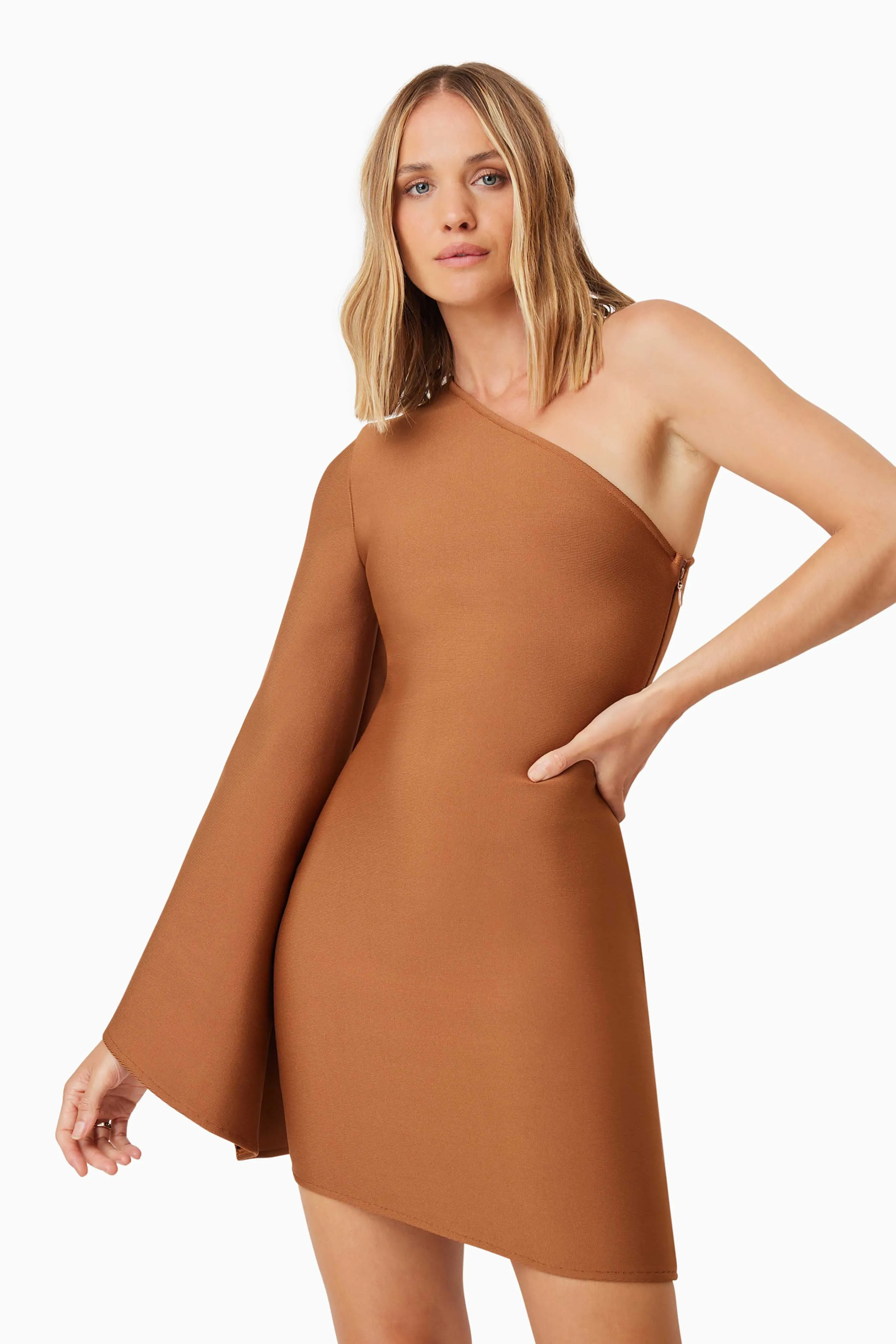 Riley Party Mini Dress In Brown