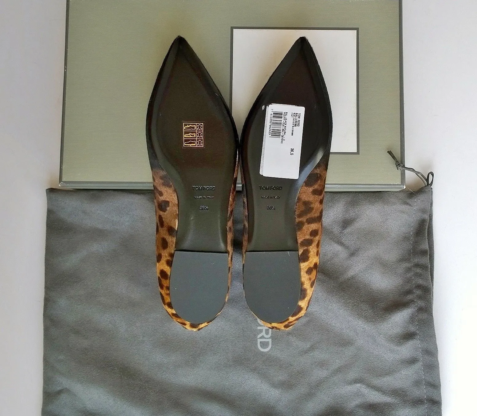 Tom Ford Calf Leopard Zipper Flats new in box shoes