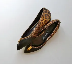 Tom Ford Calf Leopard Zipper Flats new in box shoes