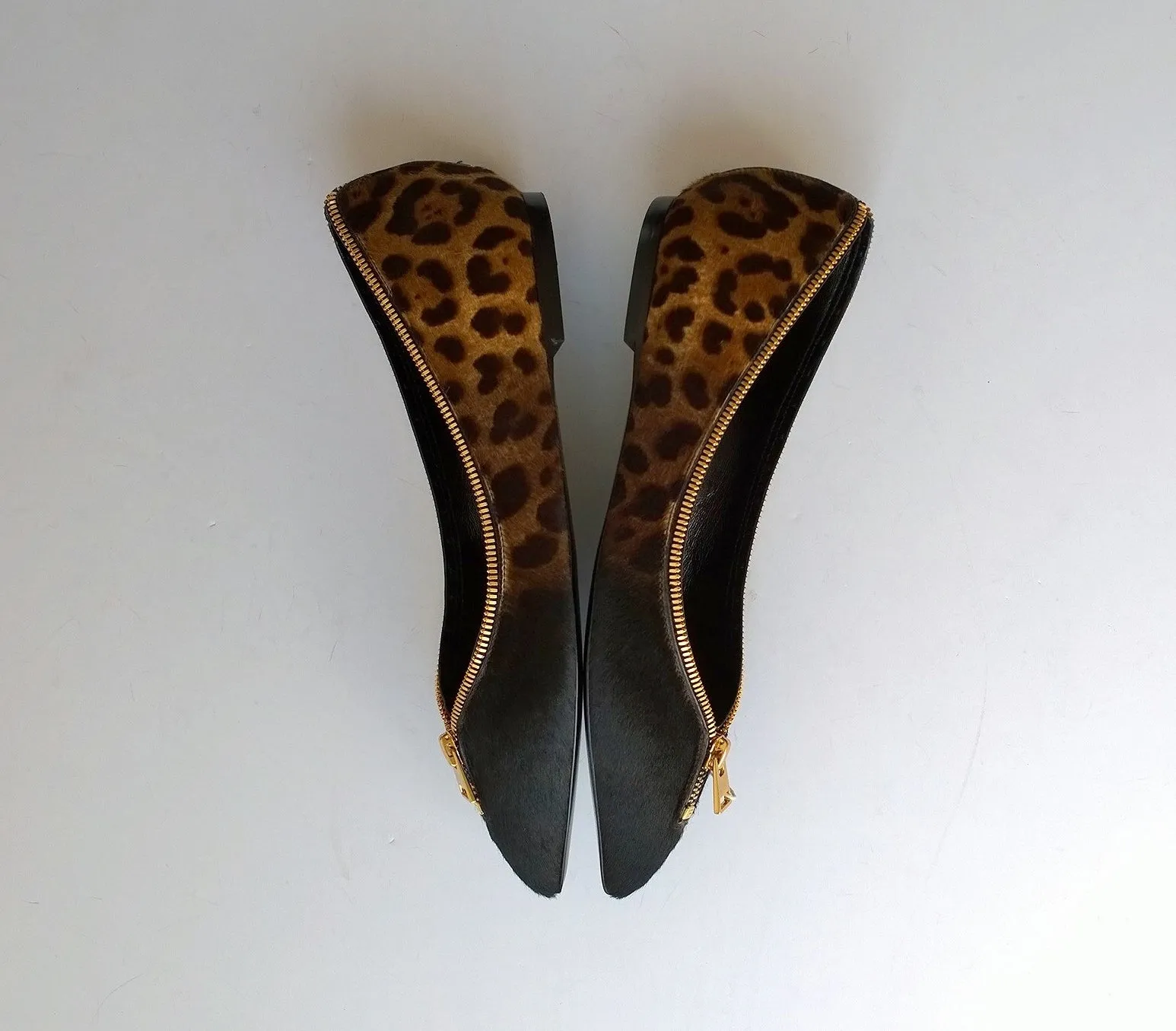 Tom Ford Calf Leopard Zipper Flats new in box shoes