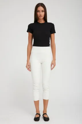 White Leather Crop Leggings