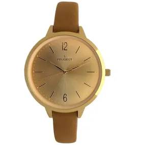 Women's 38mm Tan Watch Minimalist Skinny 11mm Strap