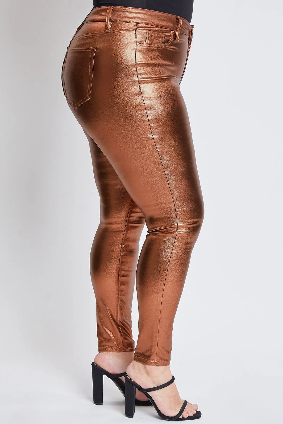 Women´s Plus High-Rise Metallic Hyperstretch Skinny Jean, Copper