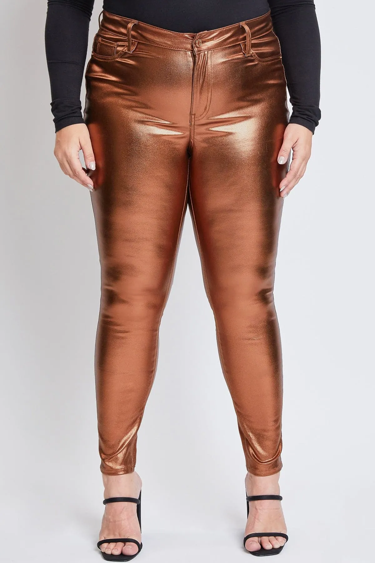 Women´s Plus High-Rise Metallic Hyperstretch Skinny Jean, Copper