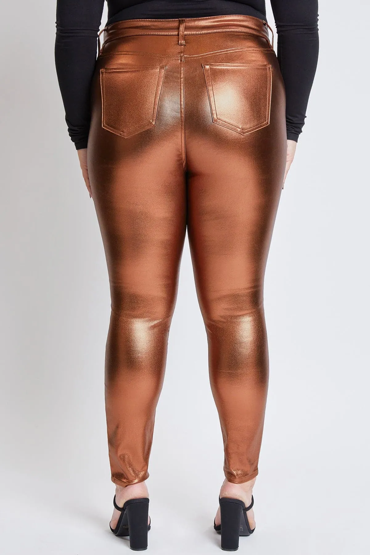 Women´s Plus High-Rise Metallic Hyperstretch Skinny Jean, Copper