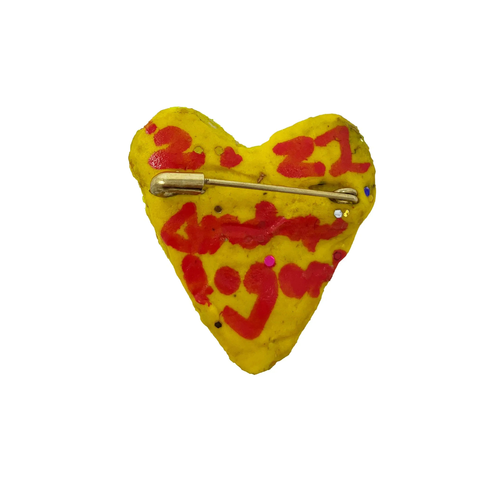 YELLOW HEART WITH BEAD & CRYSTAL